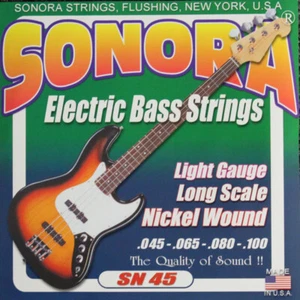 SONORA .045 - .100 Light Gauge Nichel Wound Set di corde per basso elettrico MADE IN USA - Foto 1 di 1