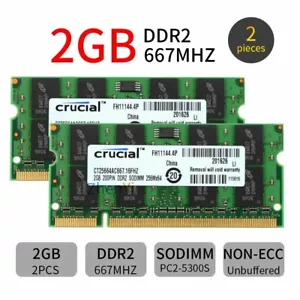 4GB 2x 2GB DDR2 667MHz PC2-5300S 200Pin SODIMM Laptop Memory SDRAM Crucial BT - Picture 1 of 8