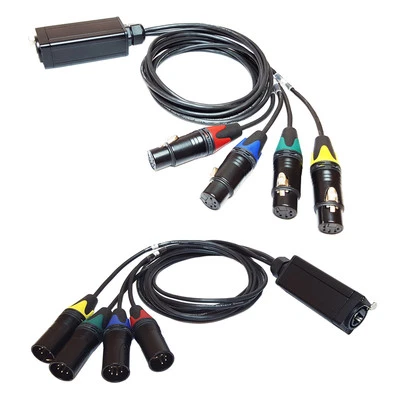 CBI 2PK Male/Female DMX to CAT5 Shuttle Snake Converts (4) 5Pin DMX to CAT5