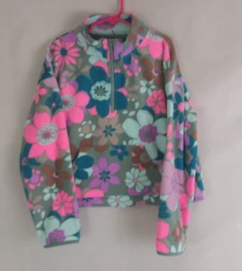Athletic Works Gray 1/4 Zip Pull Over Soft Top Bright Floral Design Girls Size M - Picture 1 of 5