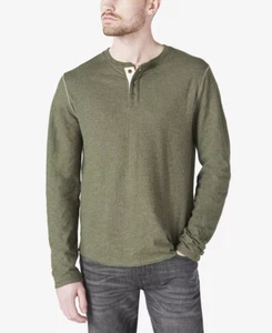 Suéter Henley Manga Larga Lucky Brand OLIVE Para Hombre Doble Pliegue, EE. UU. L - Imagen 1 de 3