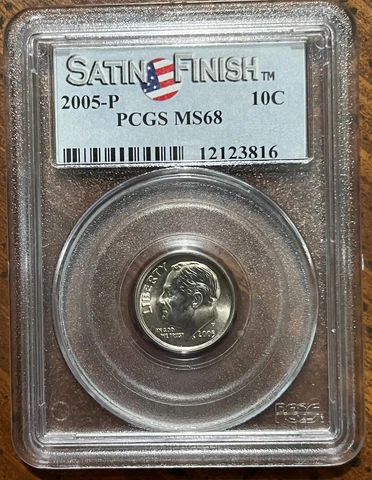 2005 D Roosevelt Dime MS68 PCGS Satin Finish Cover