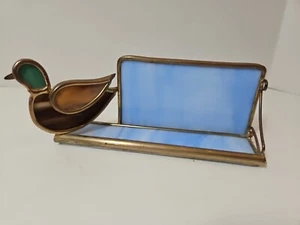 Stained ART Glass Duck Mallard Business Card Holder HANDCRAFTED Nature Hunter - Picture 1 of 10