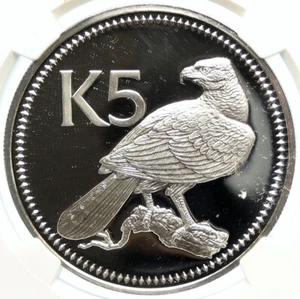 1975 PAPUA NEW GUINEA w PAPUAN Harpy EAGLE Proof Silver 5 Kina Coin NGC i99681 - Picture 1 of 5