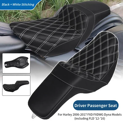 Black Rider Driver & Passenger Seat For Harley Dyna Wide Super Glide FXD FXDWG - Image 1 of 4