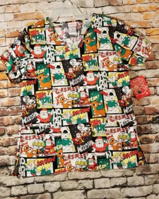 Rudolph Red Nosed Reindeer Scrub Top Size Medium B3 - Image 1 of 4