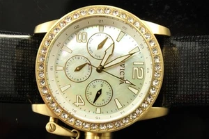 INVICTA WOMEN'S CORDUBA BLACK LEATHER BAND STEEL CASE QUARTZ WATCH 90223 - Picture 1 of 11