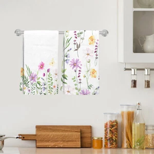 Juego de 2 toallas de cocina florales rosa mariposa, 18x26 pulgadas - Imagen 1 de 6