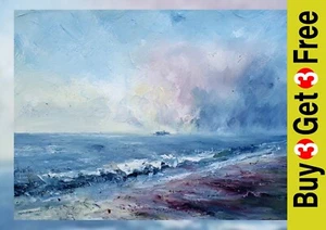 Stormy Sea Horizon 5"x7" Print on Matte Paper | Atmospheric Ocean Painting - Picture 1 of 17