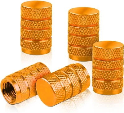 Gold Yellow Car Tire Valve Caps Metal Air Stem Covers Wheel Metal Universal - Image 1 of 4