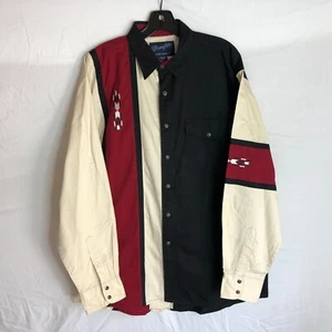 Vintage Wrangler Shirt Mens Large Aztec Pearl Snap Brushpopper Western Cowboy - Imagen 1 de 5