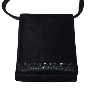 Kenneth Cole Black Velvet Sequined Evening Crossbody Purse Dressy Fairy Goth - Picture 1 of 13