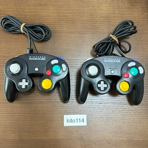 Nintendo GameCube Controller Black DOL-003 OEM Official Used Set of 2 From Japan - Picture 1 of 6
