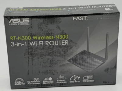 ASUS RT-N300 Wireless-N300 3-in-1 WiFi Router BRAND NEW SEALED. - Image 1 of 2