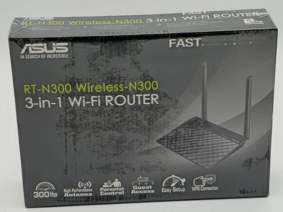 ASUS RT-N300 Wireless-N300 3-in-1 WiFi Router BRAND NEW SEALED. - Image 1 of 2