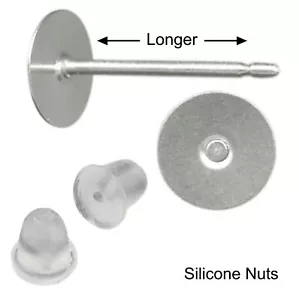 1000 x 6mm Titanium Long Studs - Rounded Rubber Clutch - Bild 1 von 1