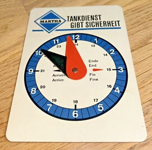 1960's Germany MARTHA TANKDIENST GIBT SICHERHEIT Parking Time Display - Picture 1 of 6