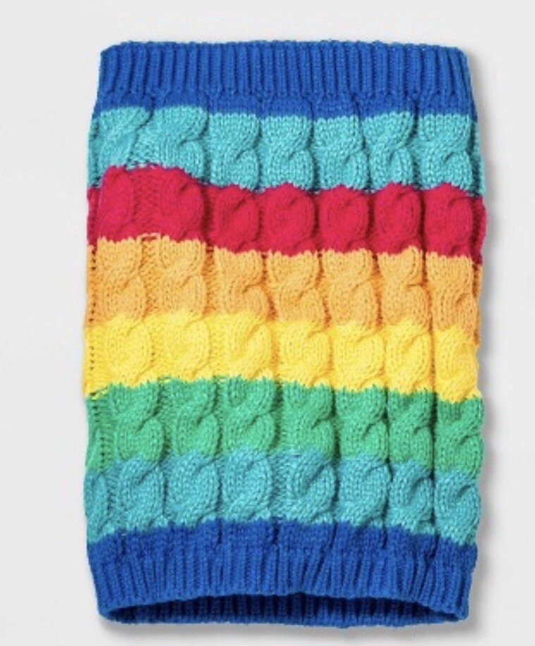 Cat & Jack Girls Rainbow Striped Cowl Knit Scarf Neck Warmer Snood One Size