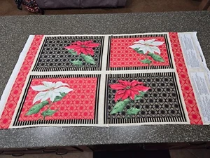 Christmas Joy Placemat Panel 23x42 Nancy Mink Wilmington Prints Poinsettia - Picture 1 of 6