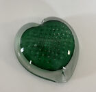 Heart Art Glass Green To Clear Paperweight Signed and Dated Bullicante Sommerso