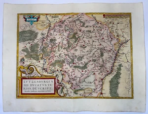 LUXEMBOURG 1579 ABRAHAM ORTELIUS LARGE ANTIQUE MAP (HEIGHTENED WITH GOLD) - Picture 1 of 10