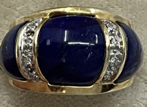 Neu 14K echter Lapis- und Diamantring - Bild 1 von 7