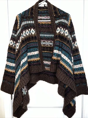 Sleeping On Snow Anthropologie Sweater Wool Brown Short Asymmetrical Small  - Image 1 of 4