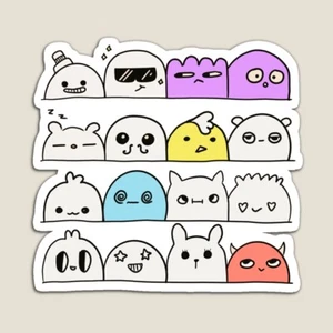 Adesivo vinile Kawaii Monster Doodles creatura carina 3x3,2" opaco fatto a mano Durabl - Foto 1 di 2