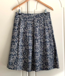 Seasalt Lovely Morish Blue Beach Lined Side Zip Floral Print Skirt UK 8 EU 36 - Picture 1 of 5