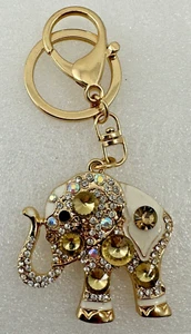 Goldfarbenes Metall ~ Strass "Elefant" ~ Glitzer ~ Schlüsselanhänger ~ Geldbörse ~ Trunk Up - Bild 1 von 9