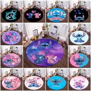 Lilo Stitch Angel Round Carpet Non-slip Floor Rug Girls Bedroom Decors Doormats - Picture 1 of 36