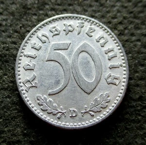 OLD COIN OF THIRD REICH GERMANY 50 REICHSPFENNIG 1935 D MUNICH - Picture 1 of 2