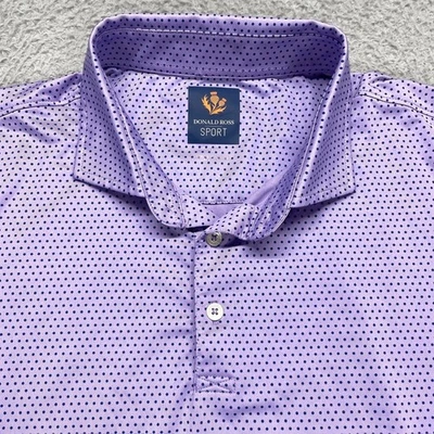 Camisa polo deportiva de golf Donald Ross para hombre grande púrpura a lunares rendimiento SS Foto 1 de 4