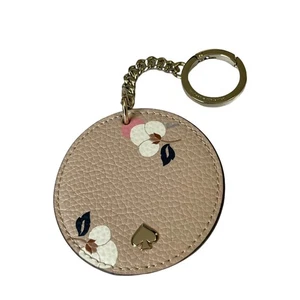 kate spade Round Floral Leather Keychain Keyfob Bag Charm - Picture 1 of 3