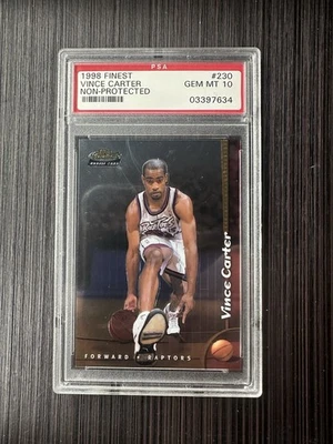 VINCE CARTER 1998-99 FINEST ROOKIE CARD #230 GEM PSA 10 RAPTORS TOPPS RC - Image 1 of 2