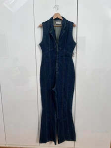 Free People We The Free CRVY Ring The Alarm Denim Jumpsuit. Blue. Medium. - Picture 1 of 7