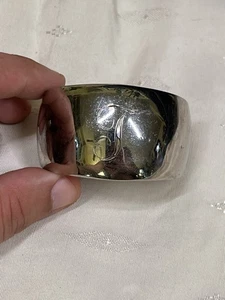 VINTAGE SILVER TONE T MONOGRAMMED CUFF BRACELET 7” - Picture 1 of 9