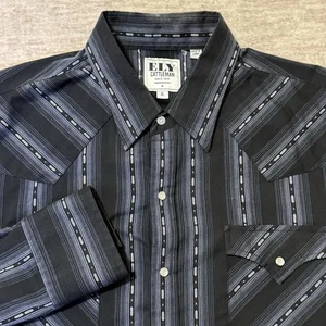 Camisa Vaquera Western Vintage Ely Cattleman Negra Azteca Rayas Perla A Presión XL - Imagen 1 de 8