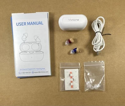 Audífonos Vivtone Supermini-br OTC recargables con estuche de carga USADOS Foto 1 de 4