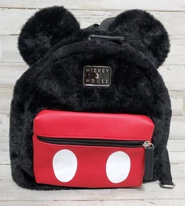 Mickey Mouse x Bioworld Disney weicher pelziger Rucksack Büchertasche mit Mausohren GUC - Bild 1 von 9