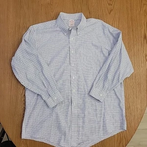 Brooks Brothers Hemd Herren 17,5 - 33 Original Polo Blau Kariert Button Down L/S - Bild 1 von 9