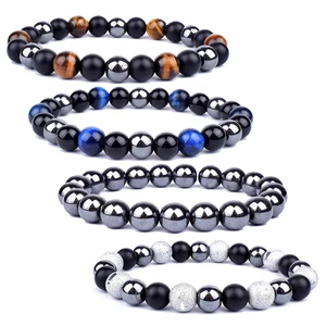 Bracciale pietra naturale uomo/donna, gioiello protezione chakra 8 mm - Imagen 1 de 5
