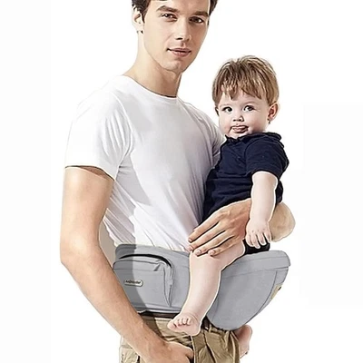 Taburete ergonómico de cintura para bebé gris con bolsillos Foto 1 de 4