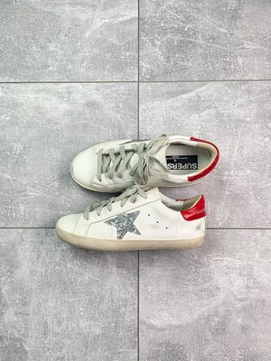 Кожаные кроссовки Golden Goose Superstar белые красные женские размер 39 - Изображение 1 из 4