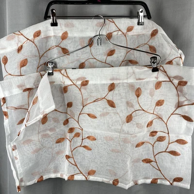 Cenefas de cortina transparentes MrTrees Voile hojas de otoño bolsillo de varilla bordada 54x16 Foto 1 de 4