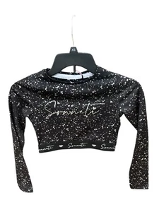 Sonneti schwarz & weiß gesprenkelt Langarm Cropped Top Mädchen Größe 8/10 - Bild 1 von 4