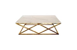 Alsea Coffee Table Gold Base - White Marble - Picture 1 of 1