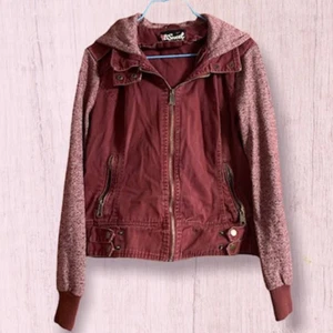 BSweet Mujer Borgoña Lona y Tejido Elástico, Cremallera Frontal, Chaqueta con Capucha-Talla L - Imagen 1 de 4