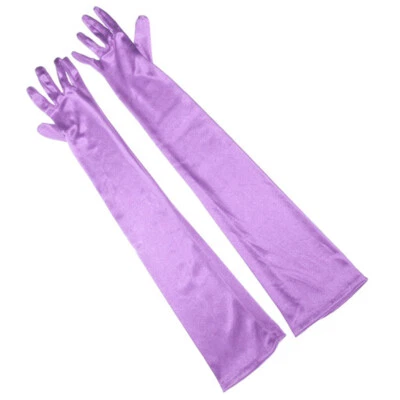 Guantes formales de fiesta de noche para mujer 22" de largo negro blanco satinado guantes para dedos Foto 1 de 4