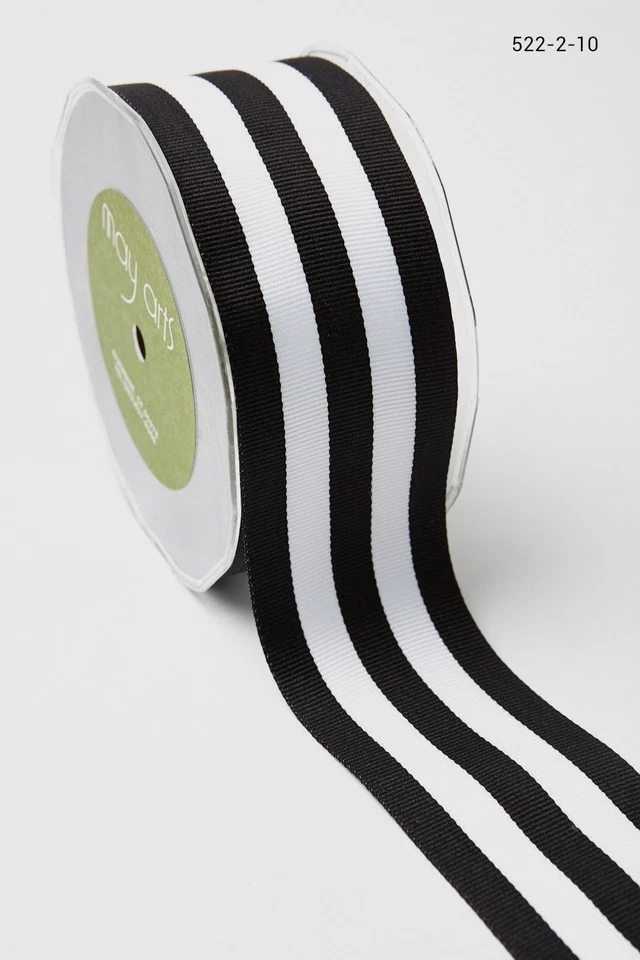 CINTAS MAY ARTS ~ RAYAS DE GRANULADO ~ BLANCO Y NEGRO ELEGANTE ~ 2 PULGADAS DE ANCHO ~ ¡SE VENDEN POR COMPLETO! Foto 1 de 1